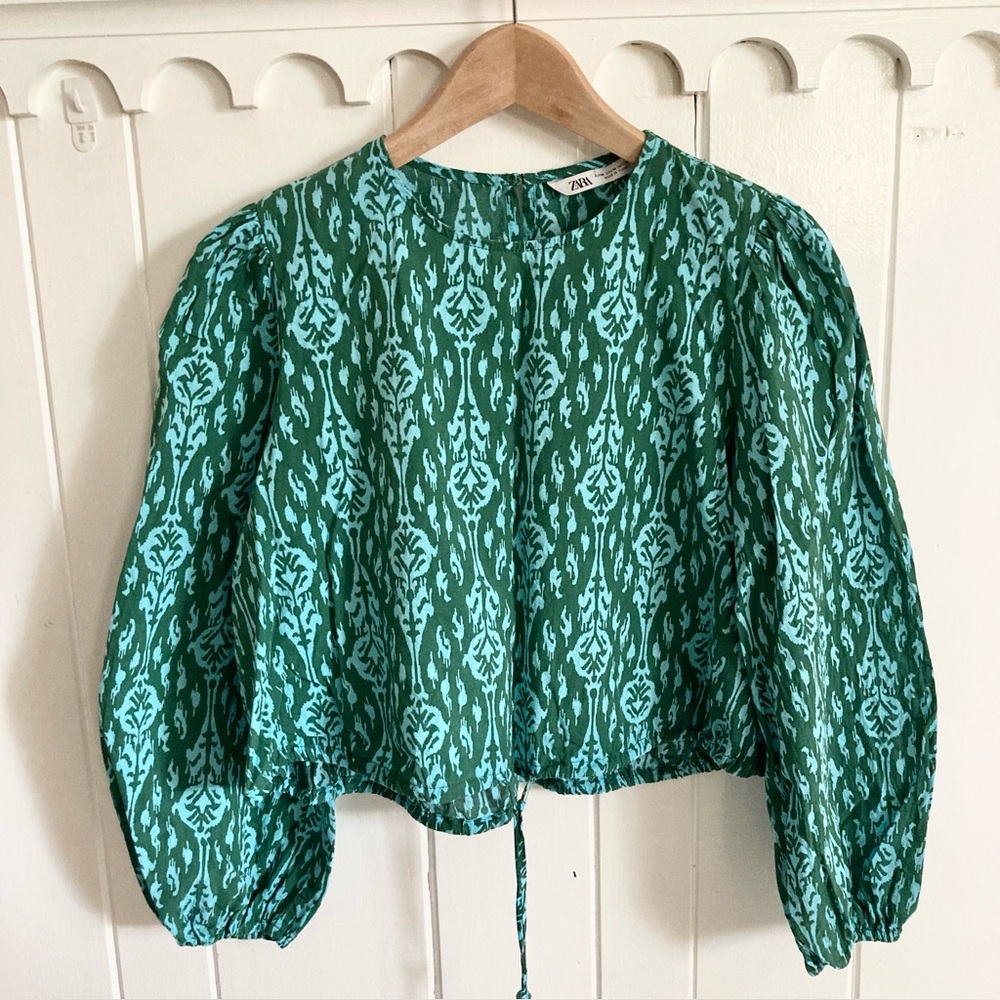 Zara / The Ava top - green patterned crop top